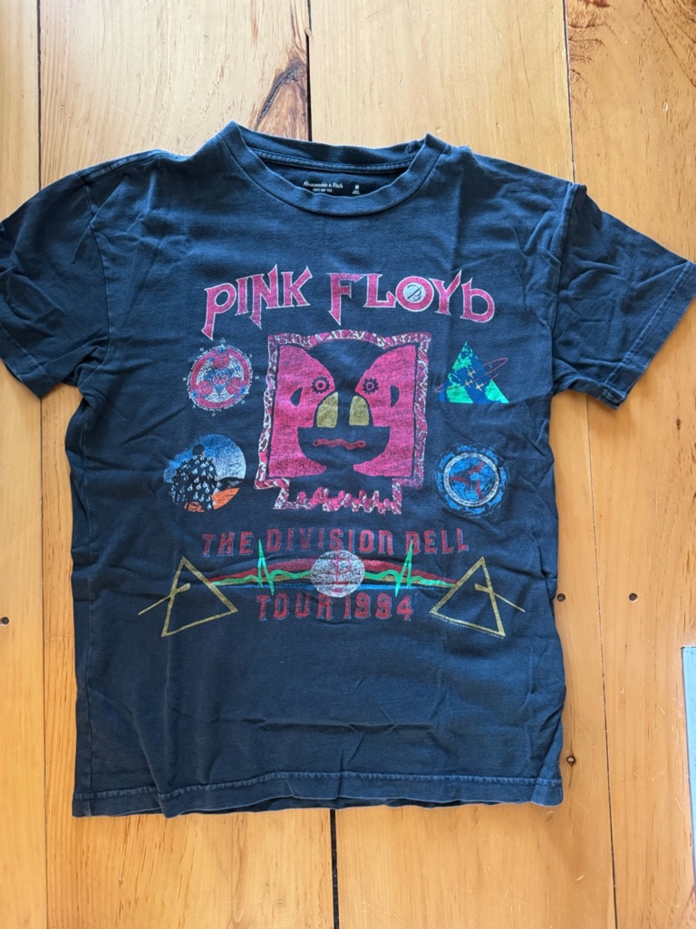 Pink Floyd Black Kids Short Sleeve Tee with Pink & Multicolor Tour Graphic